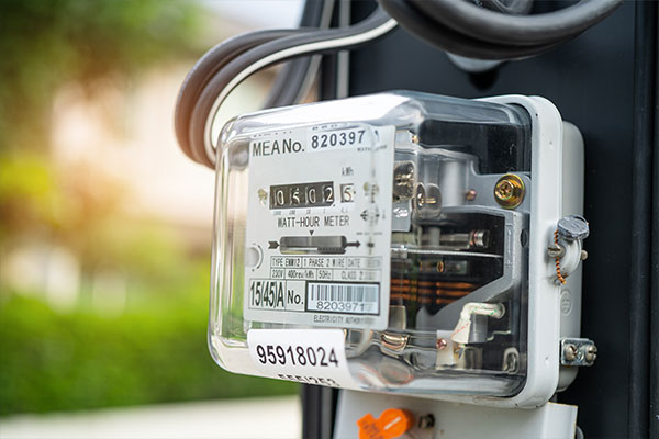 close up view of a home energy meter